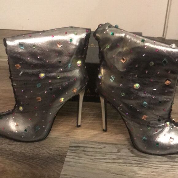 Azalea Wang Women's Liora Stiletto Mid-Calf Bootie Pointed Toe Black - Picture 5 of 11